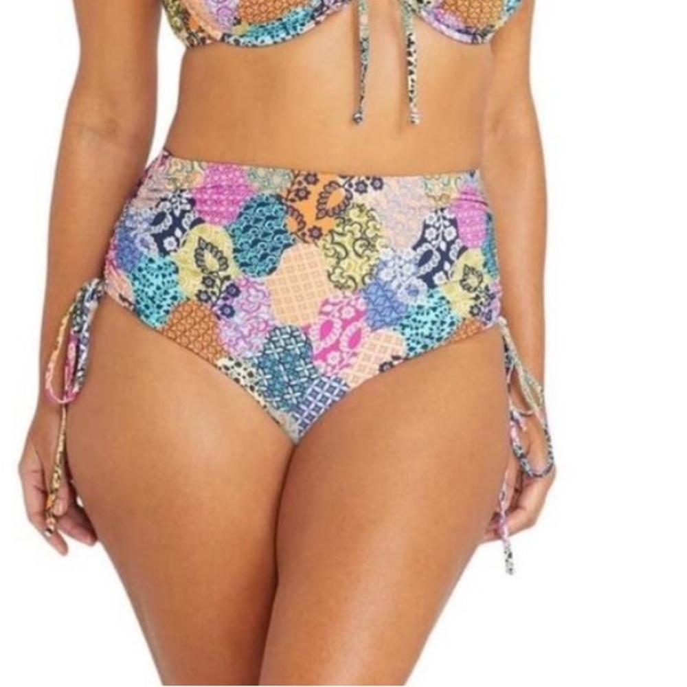 Artesands high waist printed lace bikini bottom